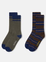 Pack de 2 pares de meias desportivas listradas para homem