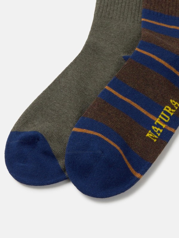 Pack de 2 pares de meias desportivas listradas para homem